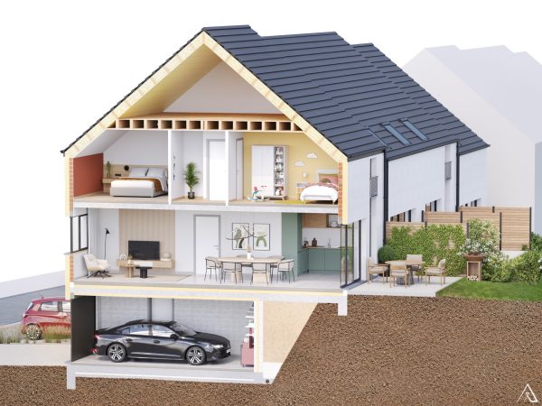 BE Sivry-Rance habitations rue de Sautin Vue COUPE 250702