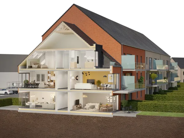Brugelette vue en coupe appartements